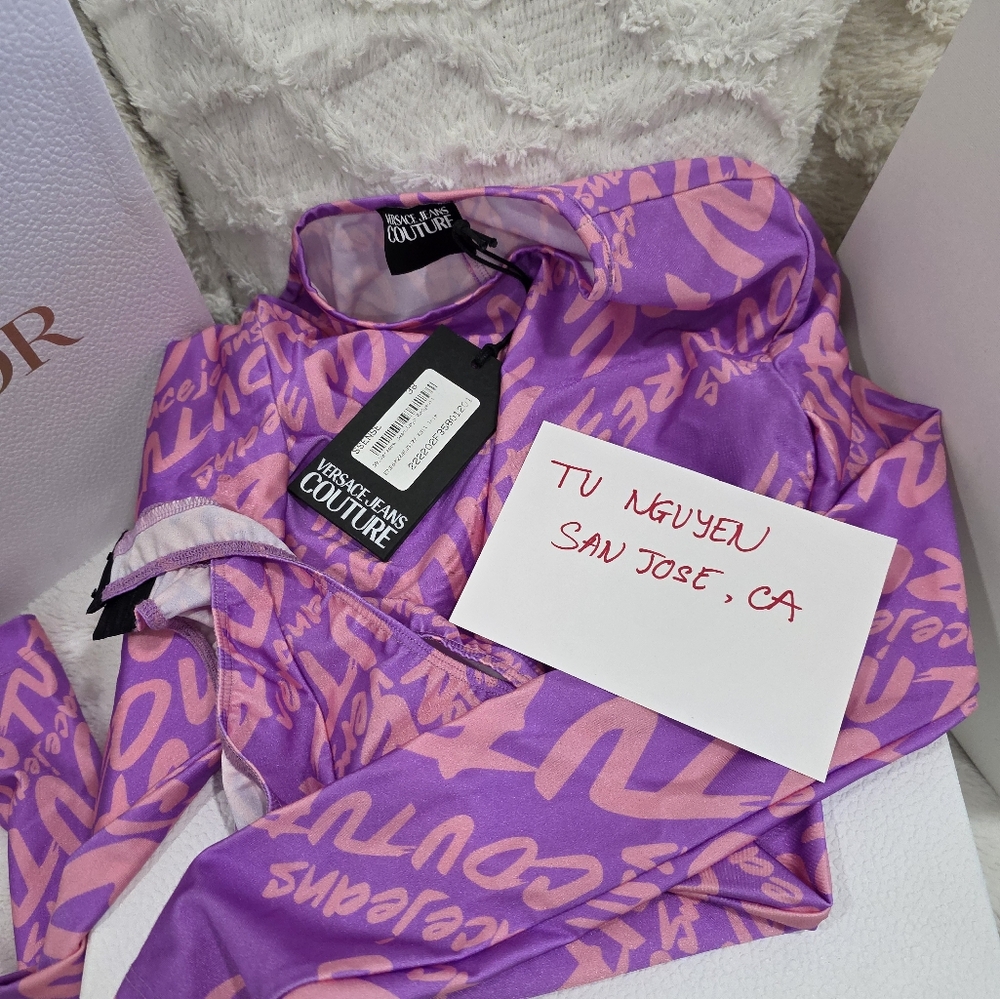 Versace Jeans Couture Purple and Pink Bodysuit Size S